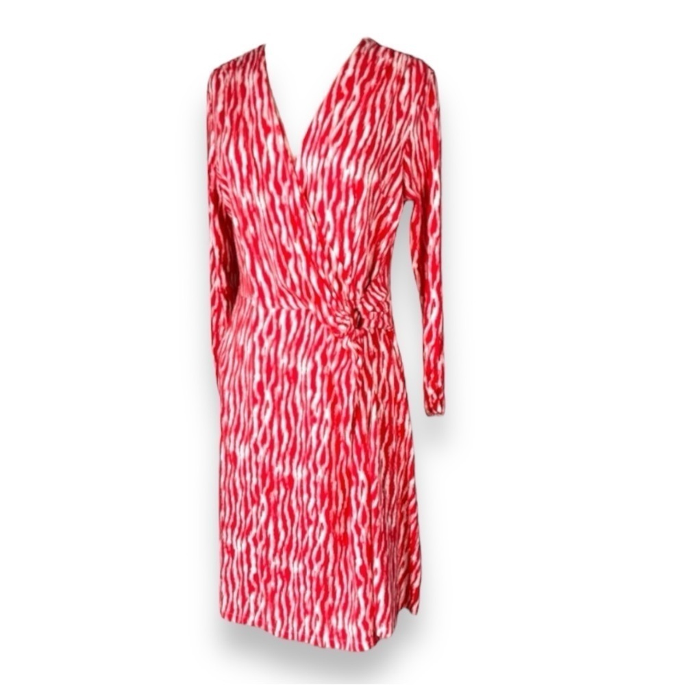 Pendleton Red and White Printed Wrap Midi Dress